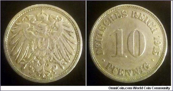 German Empire 10 pfennig. 1915 J