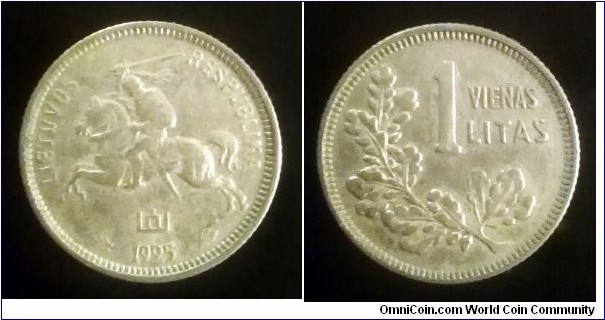 Lithuania 1 litas. 1925, Ag 500. Minted in 1936. 