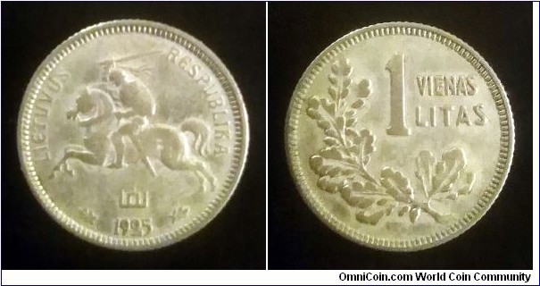 Lithuania 1 litas. 1925, Ag 500. Minted in 1936 (III)