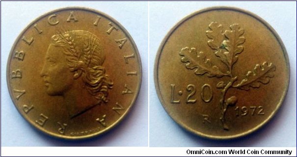 Italy 20 lire. 1972 (III)