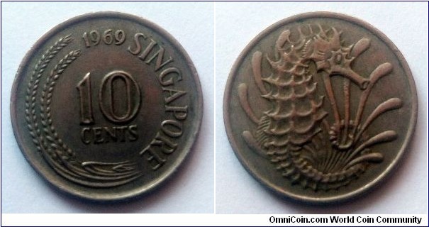 Singapore 10 cents. 1969