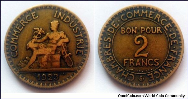 France 2 francs. 1923