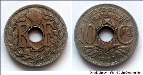 France 10 centimes. 1937 (II)