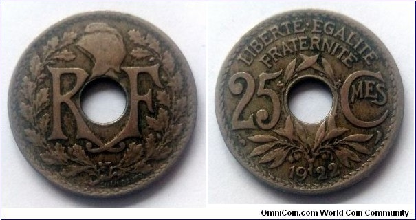 France 25 centimes. 1922 (III)