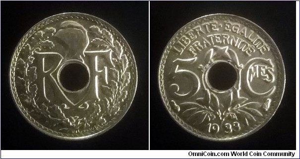 France 5 centimes. 1933 (II)