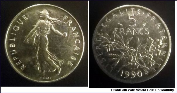 France 5 francs. 1990