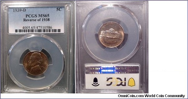 1939-D with reverse of 1938(toned)PCGS MS66