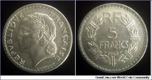 France 5 francs. 1945 (II)