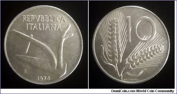 Italy 10 lire. 1976