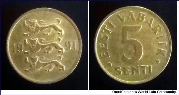 Estonia 5 senti. 1991