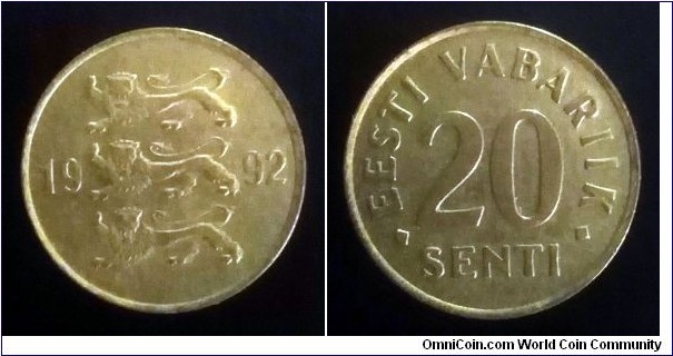 Estonia 20 senti. 1992