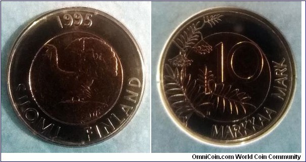 Finland 10 markkaa from 1995 mint set.