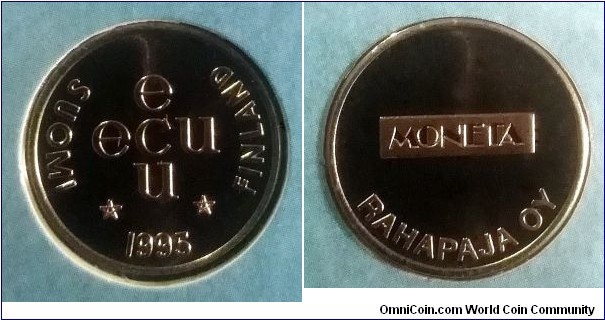 Finland - Ecu token from 1995 mint set. Mintage: 50.000 pcs.