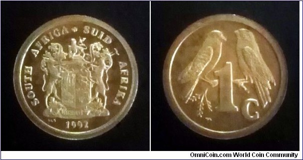 South Africa 1 cent. 1992, Proof.