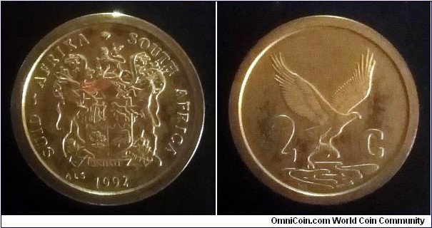 South Africa 2 cents. 1992, Proof.