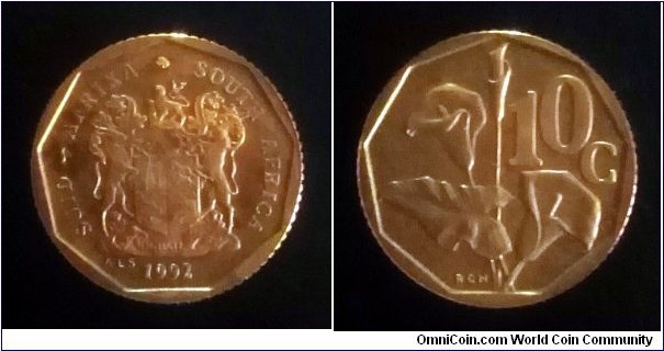 South Africa 10 cents. 1992, Proof.