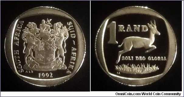 South Africa 1 rand. 1992, Proof.