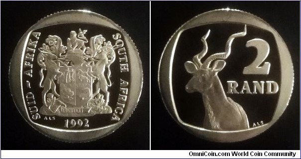 South Africa 2 rand. 1992, Proof.