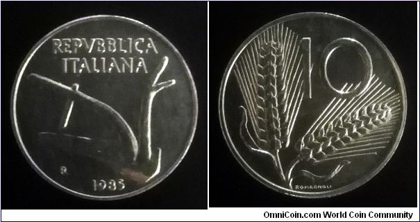 Italy 10 lire. 1985 (II)