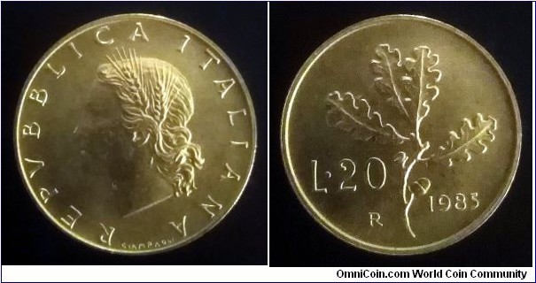 Italy 20 lire. 1985 (II)