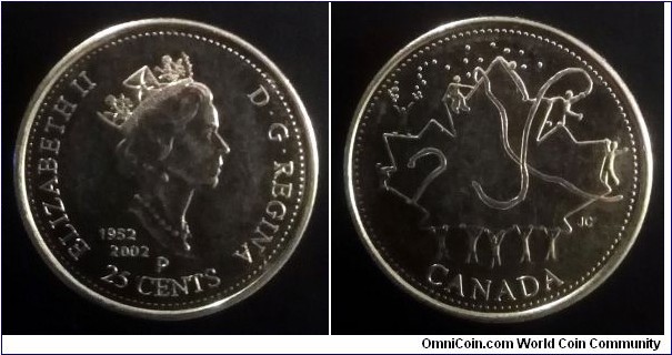 Canada 25 cents. 2002, Canada Day (II)