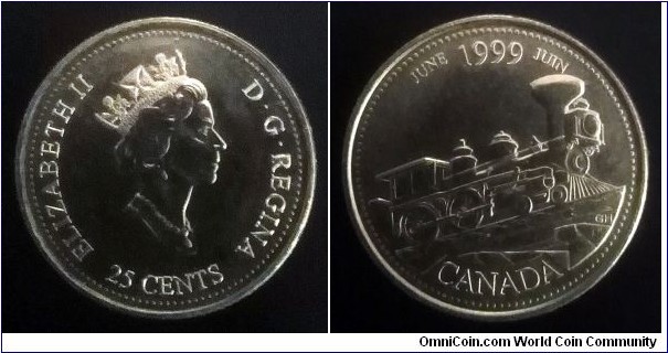 Canada 25 cents. 1999, The History of Canada Through the Second Millennium - June. 