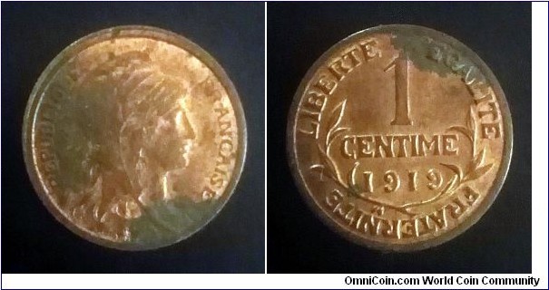 France 1 centime. 1919