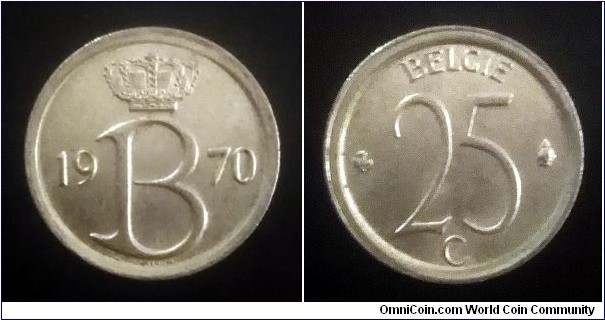 Belgium 25 centimes. 1970, Dutch text.