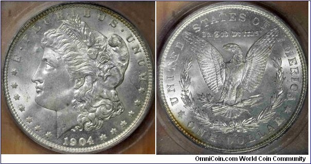 ICG MS64 1904-0 morgan silver dollar