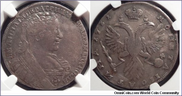 AR Poltina (1/2 Rouble) 1731. NGC VF30