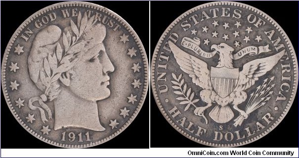 ANACS F12 1911-S BARBER HALF