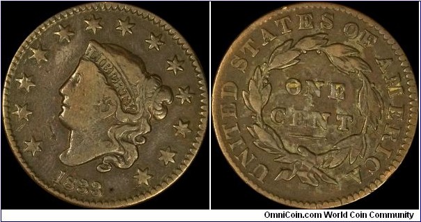 1833 large cent F12