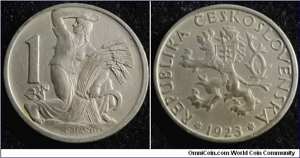 Czechoslovakia 1923 1 koruna. Pretty neat coin. Weight: 6.42g