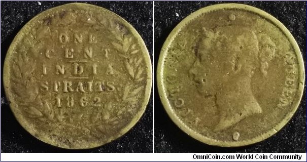 Straits Settlements 1862 1 cent. Weight: 8.07g