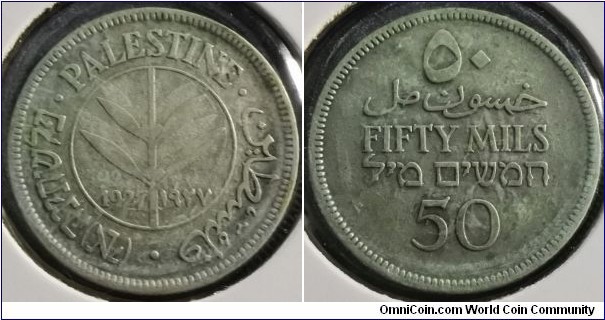 Palestine 1927 50 mils. 