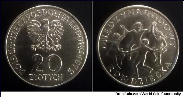 Poland 20 złotych. 1979, International Year of the Child. Designed by Józef Markiewicz.