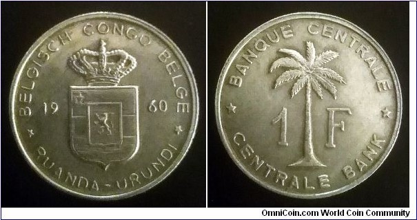 Belgian Congo Ruanda-Urundi 1 franc. 1960 (II)