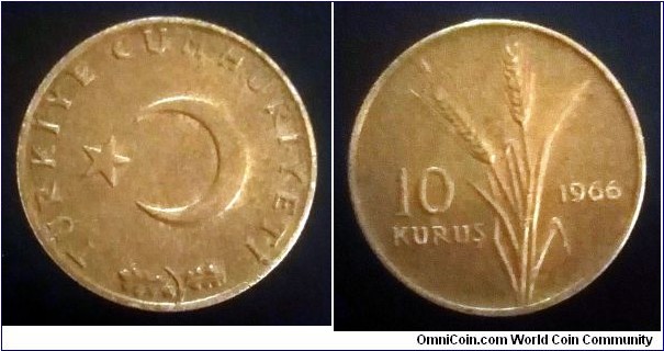 Turkey 10 kurus. 1966