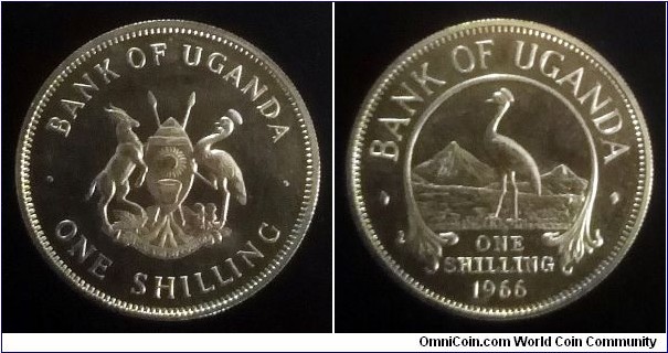 Uganda 1 shilling. 1966, Proof.