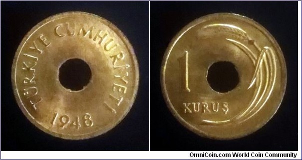 Turkey 1 kurus. 1948