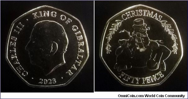 Gibraltar 50 pence. 2023, Christmas.