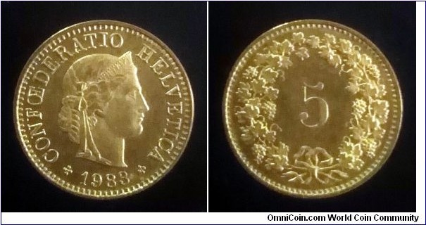 Switzerland 5 rappen. 1983 (III)