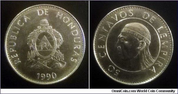 Honduras 50 centavos. 1990