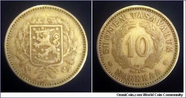 Finland 10 markkaa. 1929 S