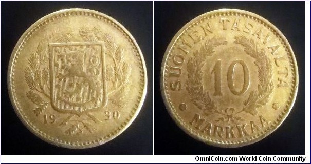 Finland 10 markkaa. 1930 S