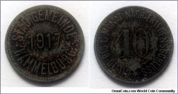 City of Hammelburg - Notgeld 10 pfennig. Zinc.