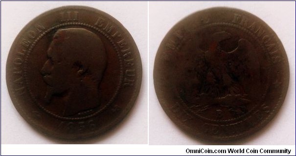 France 10 centimes. 1856 B - Rouen