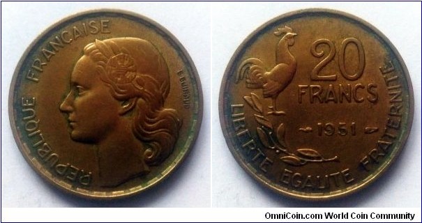 France 20 francs. 1951 (II)