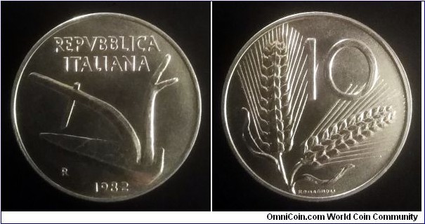 Italy 10 lire. 1982