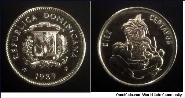 Dominican Republic 10 centavos. 1989